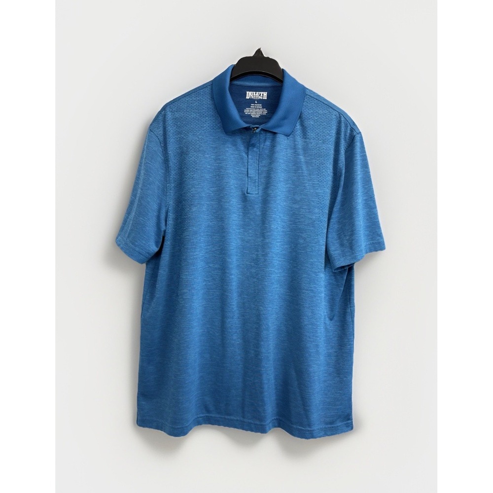 Duluth Trading 1/4 Zip Polo‎ Shirt Men L Blue Pocket Performance Golf Relaxed
